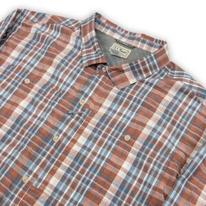 LL Bean Cool Weave Button Up Shirt Mens 2XL Plaid Performance Outdoors Utility